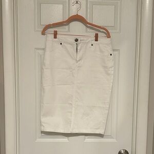 White Denim Pencil Skirt
